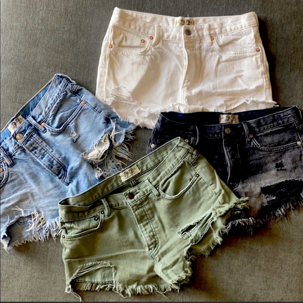 White Free People Loving Good Vibrations Cutoffs